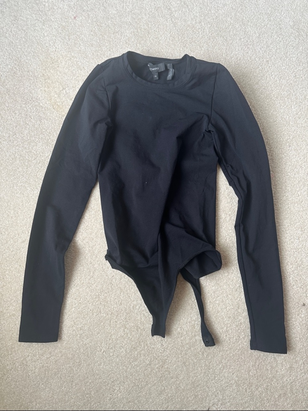 Theory Black Long-Sleeve Crewneck Bodysuit